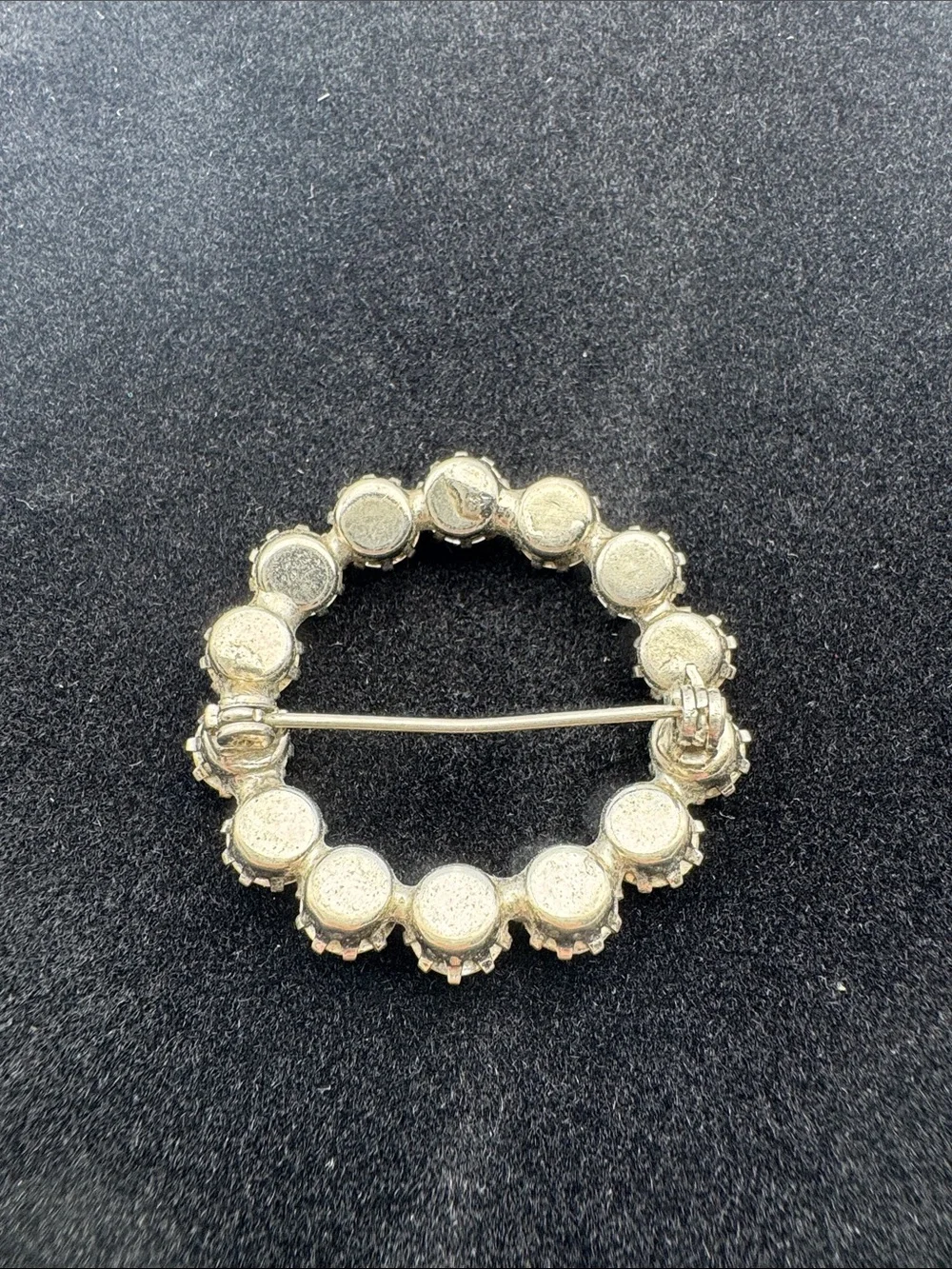 Crystal Circle Brooch - Clear Iridescent Rhinestones